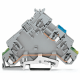 280-593 - 2-conductor actuator supply terminal block, with ground contact, with colored conductor entries, 2.5 mm², CAGE CLAMP®