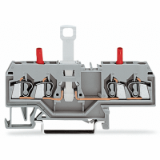 280-649 - 2-conductor disconnect/test terminal block, without pivoting knife disconnect, with touch-proof test sockets, Test socket, red, for DIN-rail 35 x 15 and 35 x 7.5, 2.5 mm², CAGE CLAMP®