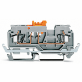 280-869 - 2-conductor disconnect/test terminal block, with pivoting knife disconnect, with test port, for DIN-rail 35 x 15 and 35 x 7.5, 2.5 mm², CAGE CLAMP®