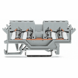 280-990 - 4-conductor through terminal block, 2.5 mm², suitable for Ex e II applications, lateral marker slots, for DIN-rail 35 x 15 and 35 x 7.5, CAGE CLAMP®