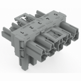 770-1741 - T-distribution connector, 5-pole, Cod. B, 1 input, 2 outputs, 3 locking levers, for flying leads