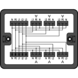 899-631/100-000 - Caja de distribución Distribución Corriente trifásica en corriente alterna (400V / 230V) Borna de paso 5 polos 6 salidas 3 polos Codificación A
