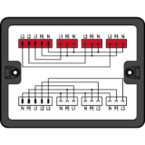 899-631/350-000 - Verteilerbox Verteilung Dreh- auf Wechselstrom (400 V / 230 V) 2 Stromkreise je 1 Eingang je 3 Ausgänge Kodierung A + P